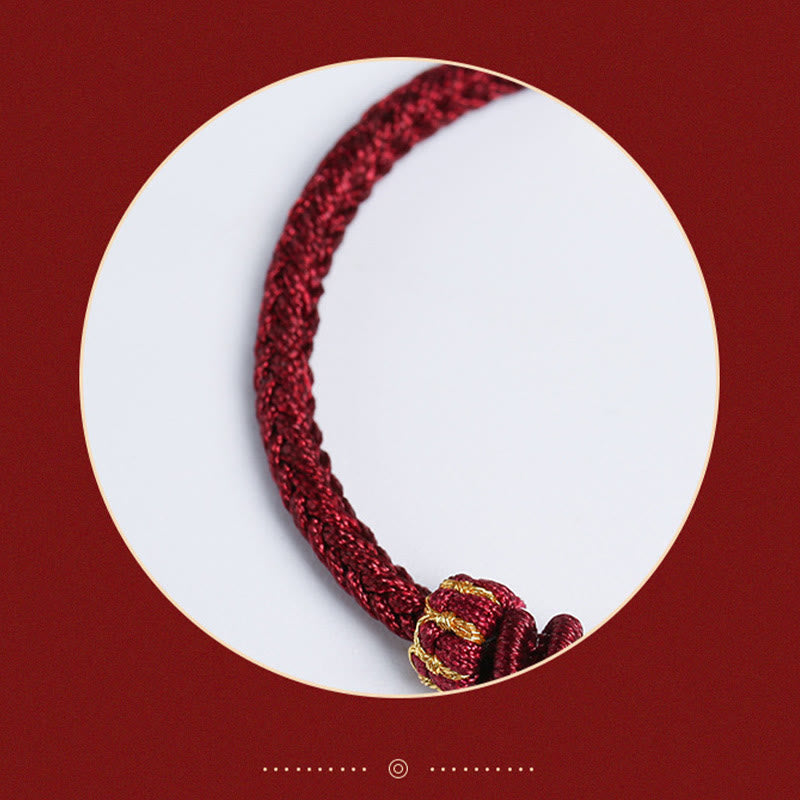 Buddha Stones 999 Sterling Silver Lotus Pod Design Luck Red Green String Bracelet - image 12