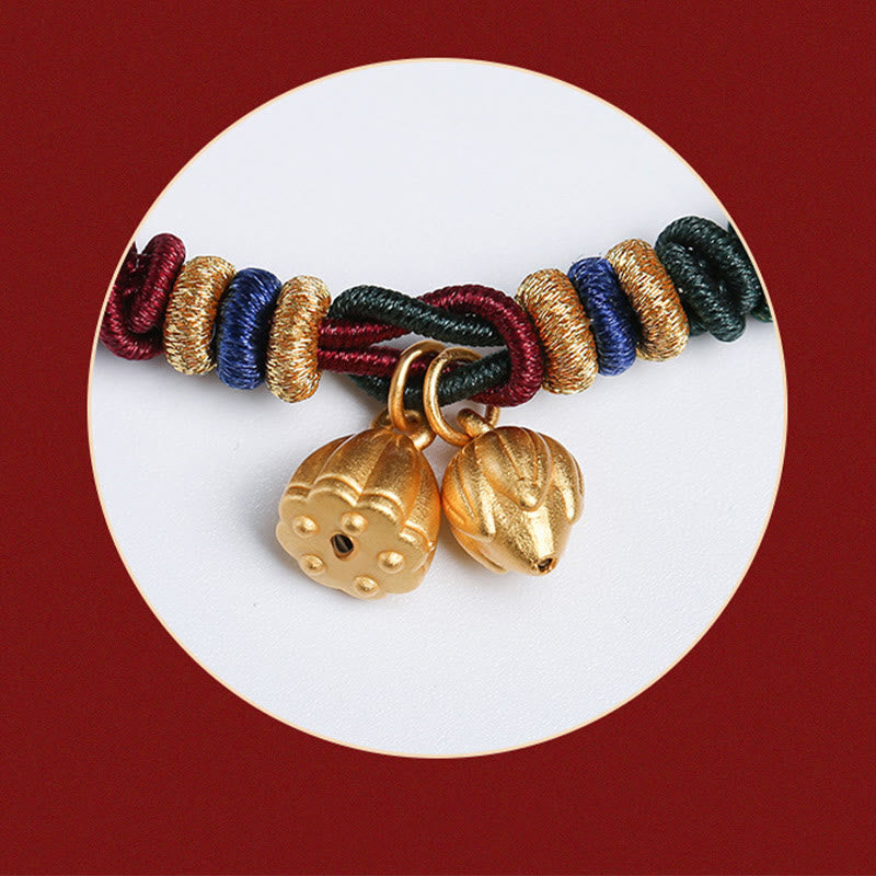 Buddha Stones 999 Sterling Silver Lotus Pod Design Luck Red Green String Bracelet - image 13