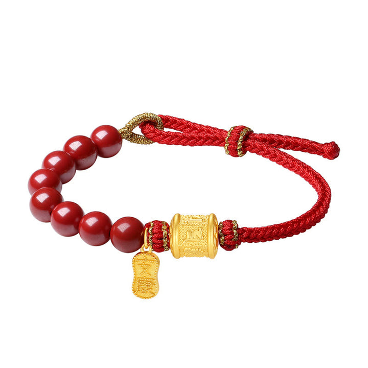 Buddha Stones 999 Sterling Silver Six True Words Om Mani Padme Hum Cinnabar Blessing String Bracelet - image 15