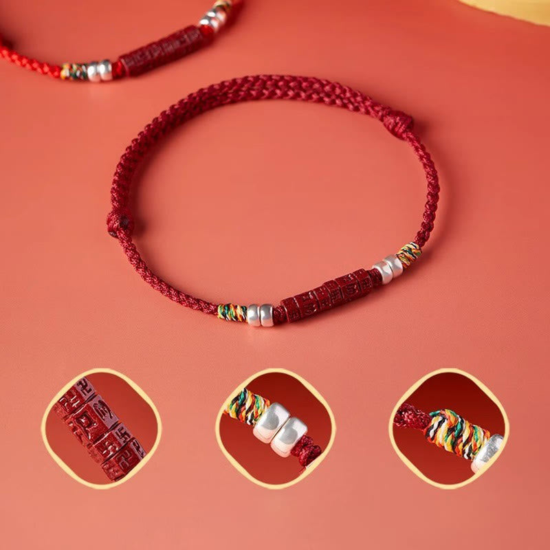 Buddha Stones 925 Sterling Silver Om Mani Padme Hum Cinnabar Blessing Child Adult Bracelet - image 2