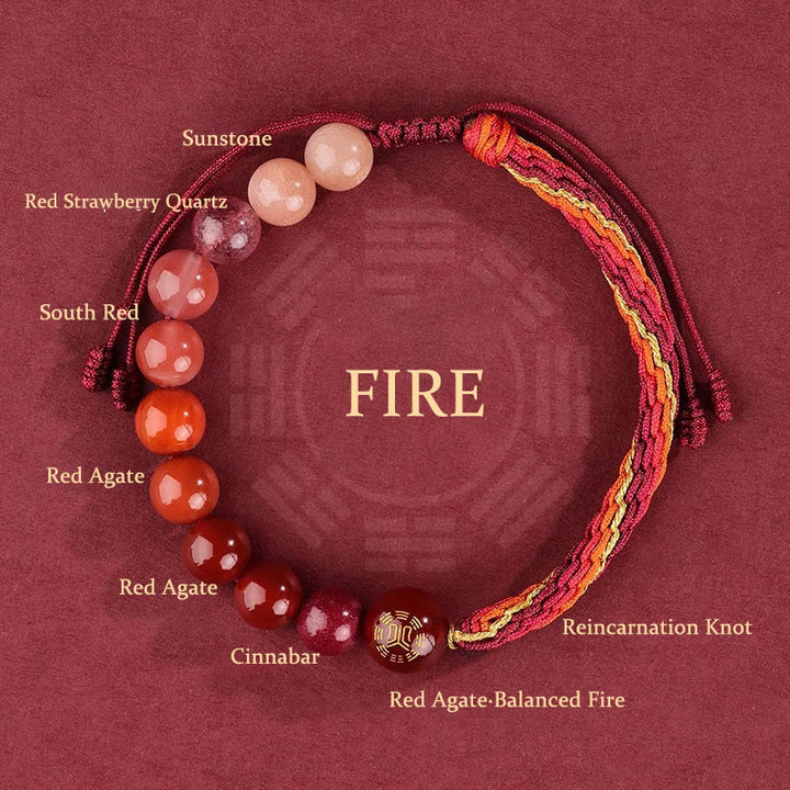 Buddha Stones Five Elements Various Crystal Agate Wealth Reincarnation Knot Braid Bracelet - Fire(Wrist Circumference 14-20cm) - image 13