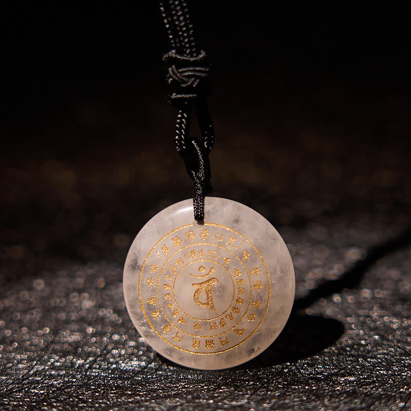 Buddha Stones Vairocana Tathagata Sanskrit Mantra Various Crystal Black Obsidian Green Aventurine Strength Necklace Pendant - image 8