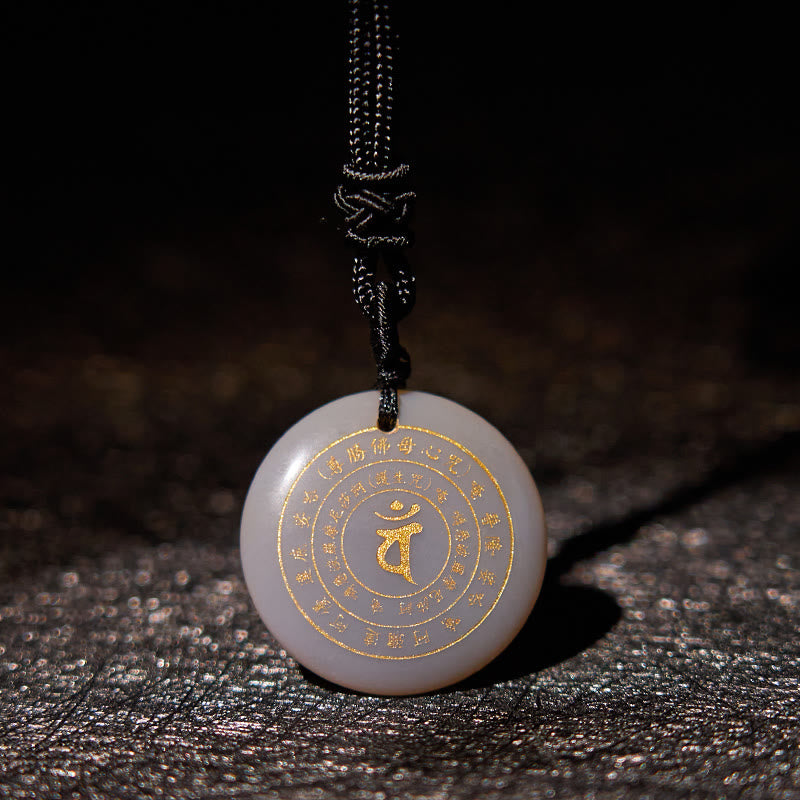 Buddha Stones Vairocana Tathagata Sanskrit Mantra Various Crystal Black Obsidian Green Aventurine Strength Necklace Pendant - Agate - image 29