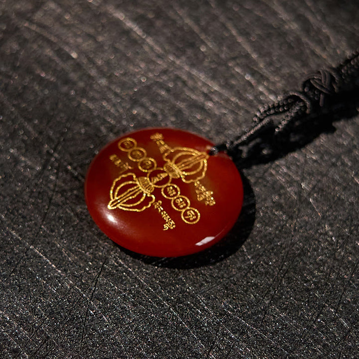 Buddha Stones Vajra Dorje Sanskrit Pattern Natural Various Crystal Black Obsidian Fulfilment Necklace Pendant - image 25