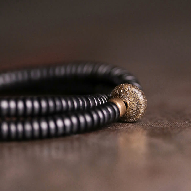 Buddha Stones Ebony Wood Copper Brass Peace Double Wrap Bracelet - image 12
