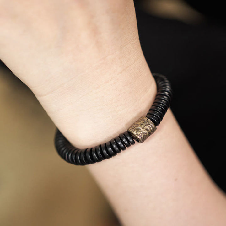 Buddha Stones Ebony Wood Copper Brass Calm Bracelet - image 8
