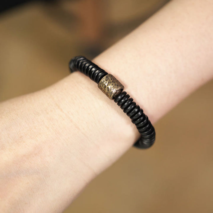 Buddha Stones Ebony Wood Copper Brass Calm Bracelet - image 4
