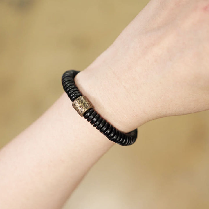 Buddha Stones Ebony Wood Copper Brass Calm Bracelet - image 11