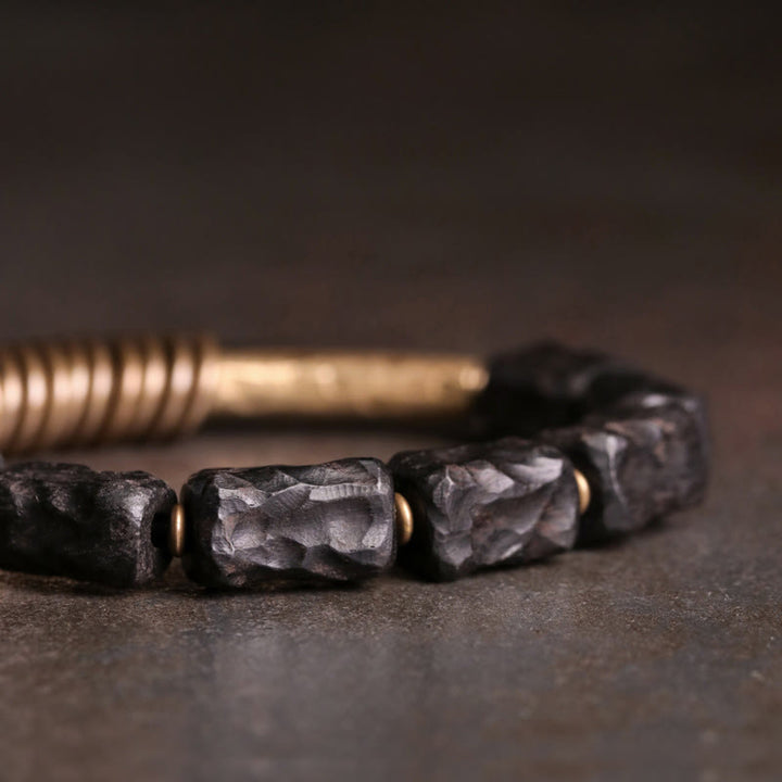 Buddha Stones Ebony Wood Copper Brass Circular Ring Peace Bracelet - image 3