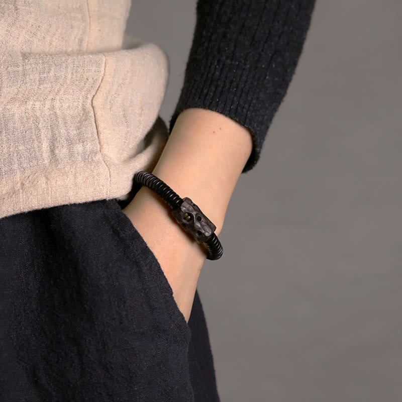 Buddha Stones Ebony Wood Copper Brass Holey Balance Bracelet - image 7