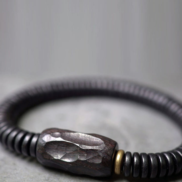 Buddha Stones Ebony Wood Copper Brass Holey Balance Bracelet - image 11