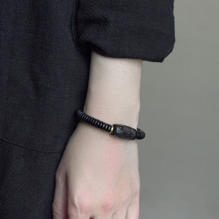 Buddha Stones Ebony Wood Copper Brass Holey Balance Bracelet - image 13