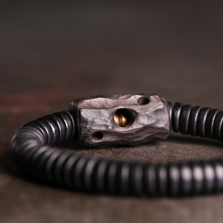 Buddha Stones Ebony Wood Copper Brass Holey Balance Bracelet - image 2
