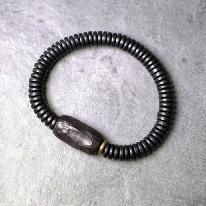 Buddha Stones Ebony Wood Copper Brass Holey Balance Bracelet - image 14