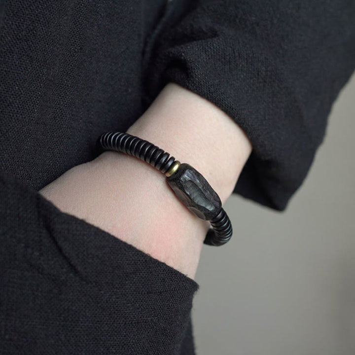 Buddha Stones Ebony Wood Copper Brass Holey Balance Bracelet - image 12