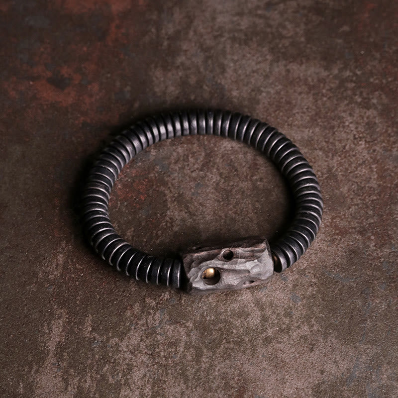 Buddha Stones Ebony Wood Copper Brass Holey Balance Bracelet - image 1
