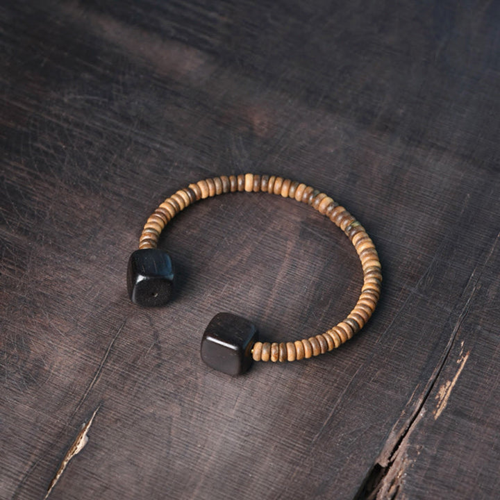 Buddha Stones Ebony Wood Green Sandalwood Cube Balance Bracelet - image 19