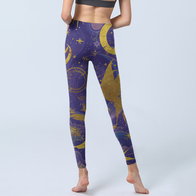 Buddha Stones Moon Sun Stars Print Gym Leggings Women's Yoga Pants - image 4