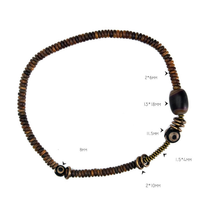 Buddha Stones Ebony Wood Green Sandalwood Copper Brass Dzi Bead Black Onyx Calm Double Wrap Bracelet - image 27