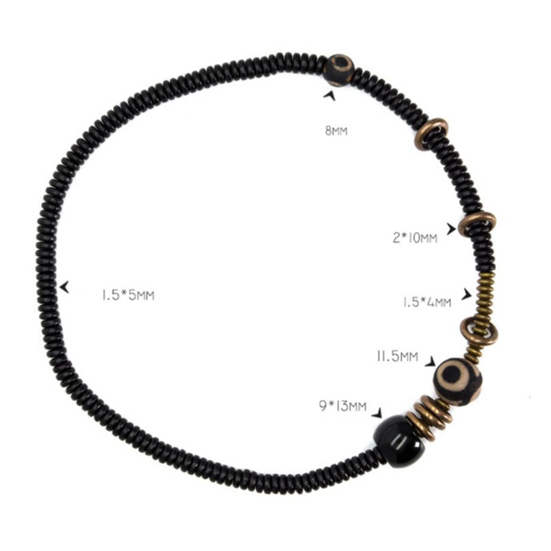 Buddha Stones Ebony Wood Green Sandalwood Copper Brass Dzi Bead Black Onyx Calm Double Wrap Bracelet - image 19