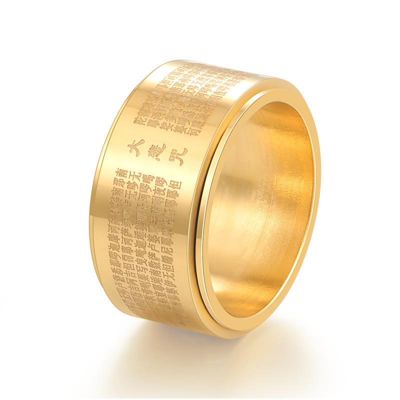 Buddha Stones Great Compassion Mantra Carved Titanium Steel Strengthen Rotatable Ring - image 6