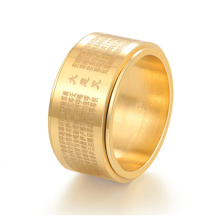 Buddha Stones Great Compassion Mantra Carved Titanium Steel Strengthen Rotatable Ring - image 6