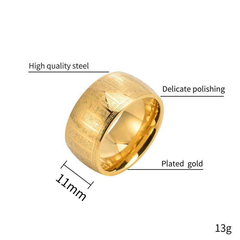 Buddha Stones Chinese Characters Engraved Pattern Titanium Steel Balance Ring - image 3