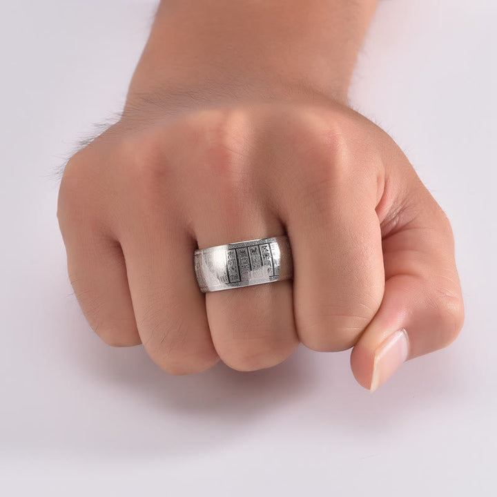 Buddha Stones Chinese Characters Engraved Pattern Titanium Steel Balance Ring - image 8