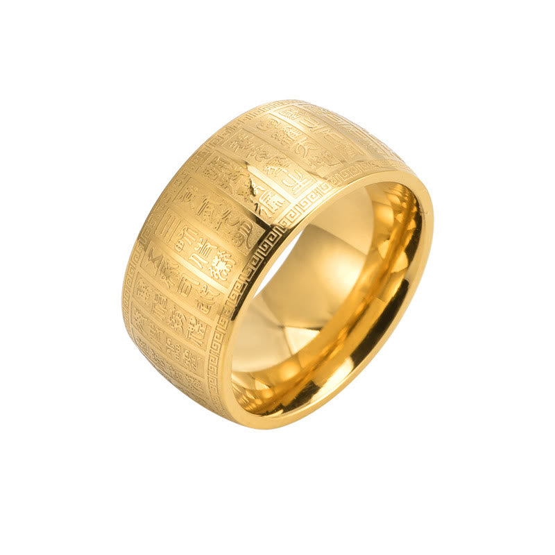 Buddha Stones Chinese Characters Engraved Pattern Titanium Steel Balance Ring - image 2