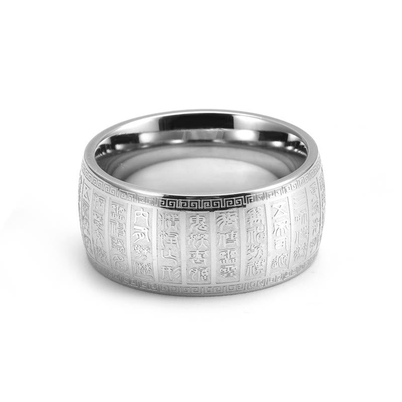 Buddha Stones Chinese Characters Engraved Pattern Titanium Steel Balance Ring - image 7