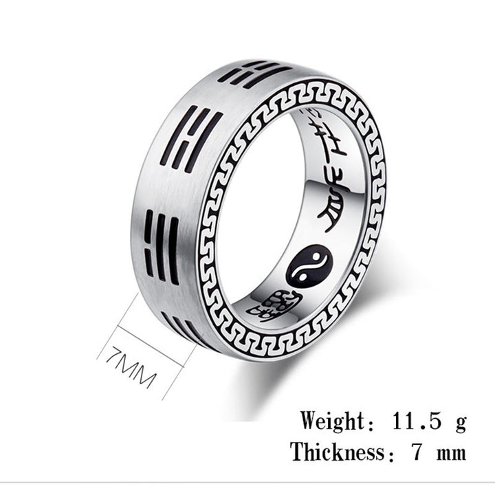 Buddha Stones Bagua Yin Yang Taoist Nine-Character Mantra Titanium Steel Harmony Ring - image 11