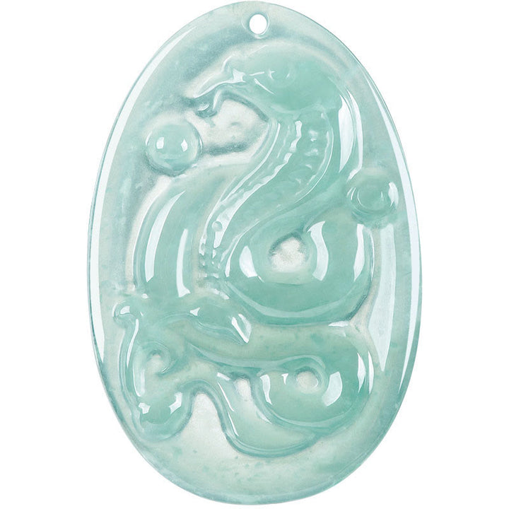 Buddha Stones Natural Jade Oval Year Of The Snake Luck Necklace Pendant - image 8