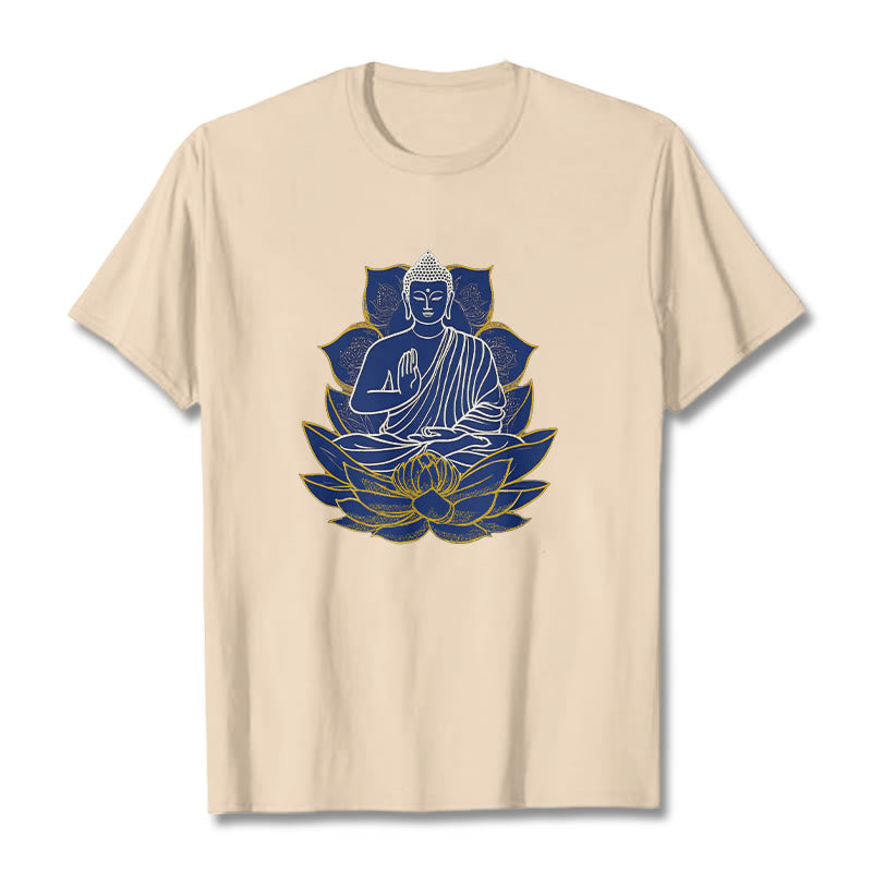 Buddha Stones Buddha Sitting On The Lotus Cotton Tee T-shirt - Bisque - 2XL - image 6