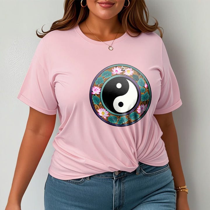Buddha Stones Yin Yang Lotus Leaves Cotton Tee T-shirt - image 17