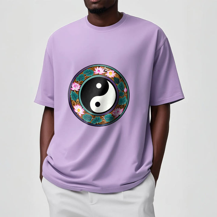 Buddha Stones Yin Yang Lotus Leaves Cotton Tee T-shirt - image 19