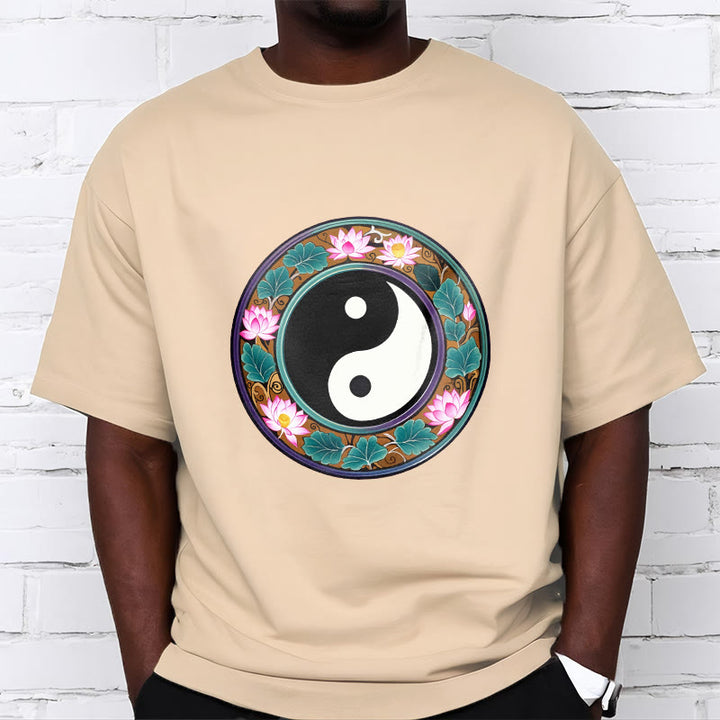 Buddha Stones Yin Yang Lotus Leaves Cotton Tee T-shirt - image 15