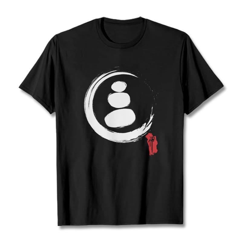 Buddha Stones Zen Circles Cotton Tee T-shirt - Black - 2XL - image 0