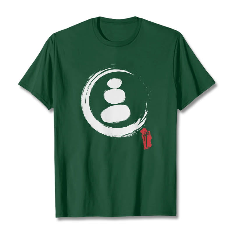 Buddha Stones Zen Circles Cotton Tee T-shirt - Forest Green - 2XL - image 7