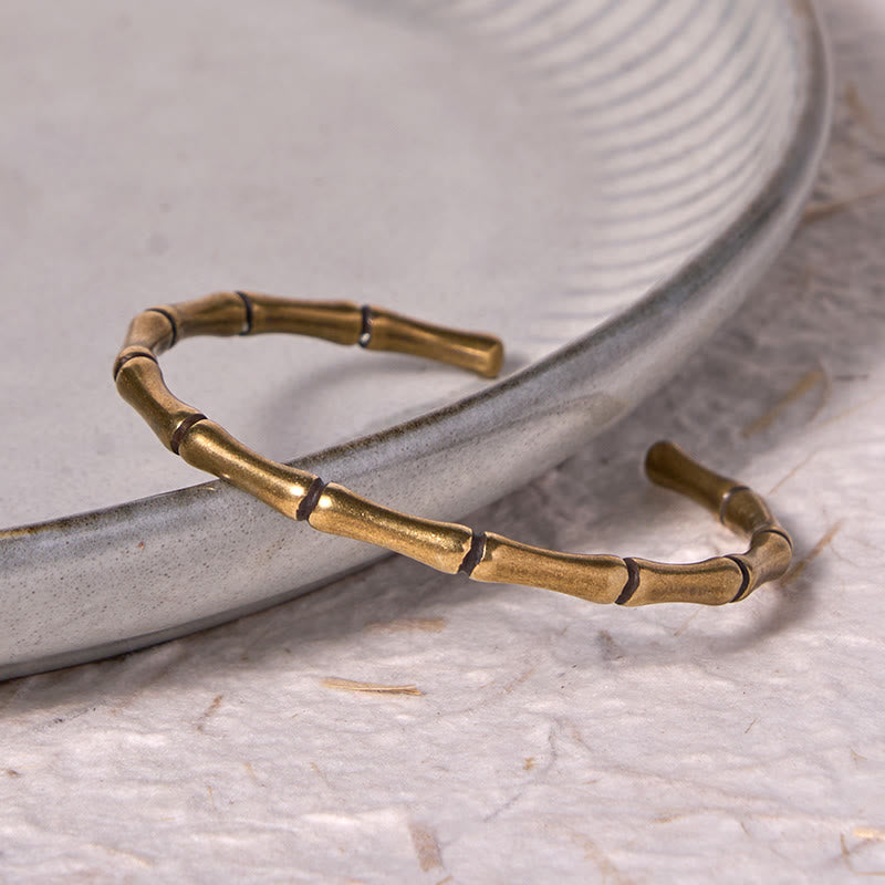 Buddha Stones Bamboo Copper Brass Luck Strength Bracelet Bangle - image 2