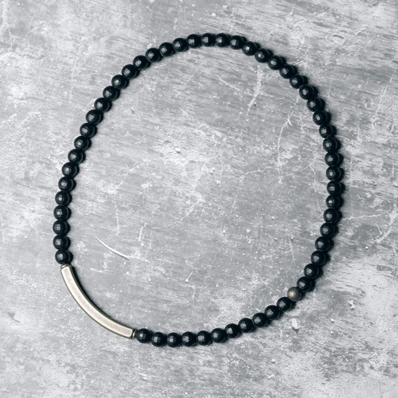 Buddha Stones Frosted Cut Surface Black Onyx Copper Brass Double Wrap Protection Bracelet - image 2