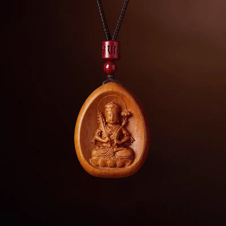 Buddha Stones Peach Wood Cinnabar Om Mani Padme Hum Chinese Zodiac Black String Necklace Pendants - Peach Wood-Ox Tiger - image 21