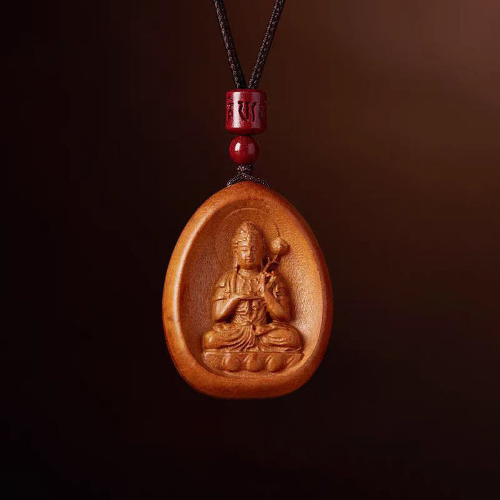 Buddha Stones Peach Wood Cinnabar Om Mani Padme Hum Chinese Zodiac Black String Necklace Pendants - Peach Wood-Horse - image 23