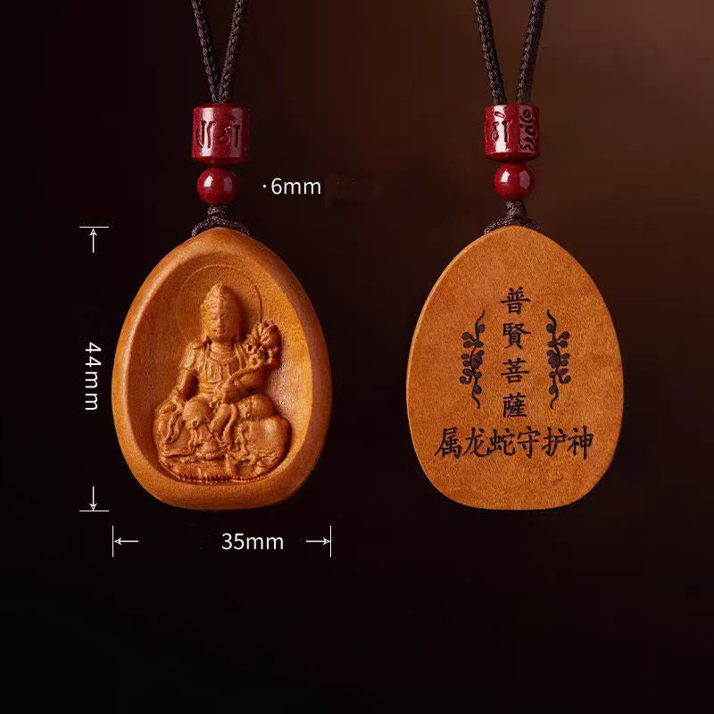 Buddha Stones Peach Wood Cinnabar Om Mani Padme Hum Chinese Zodiac Black String Necklace Pendants - image 19