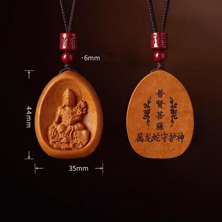 Buddha Stones Peach Wood Cinnabar Om Mani Padme Hum Chinese Zodiac Black String Necklace Pendants - image 19