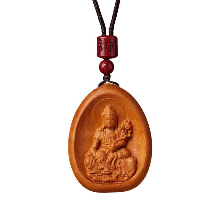 Buddha Stones Peach Wood Cinnabar Om Mani Padme Hum Chinese Zodiac Black String Necklace Pendants - image 18