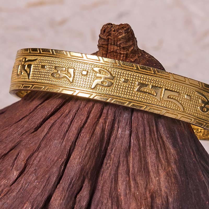 Buddha Stones Six True Words 'om Mani Padme Hum' Heart Sutra Copper Brass Luck Wisdom Bracelet Bangle - image 9