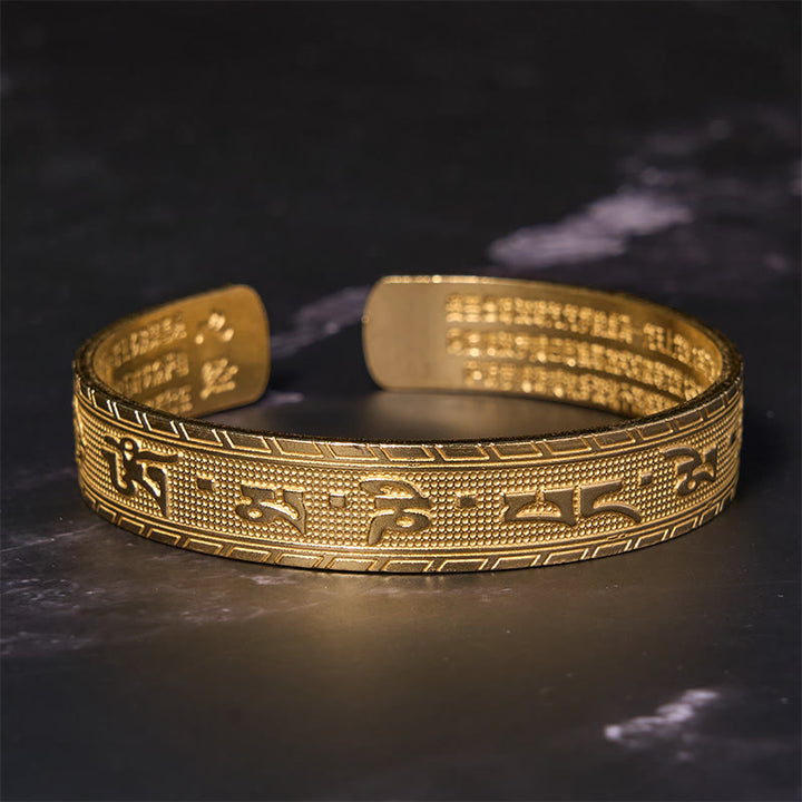 Buddha Stones Six True Words 'om Mani Padme Hum' Heart Sutra Copper Brass Luck Wisdom Bracelet Bangle - image 7
