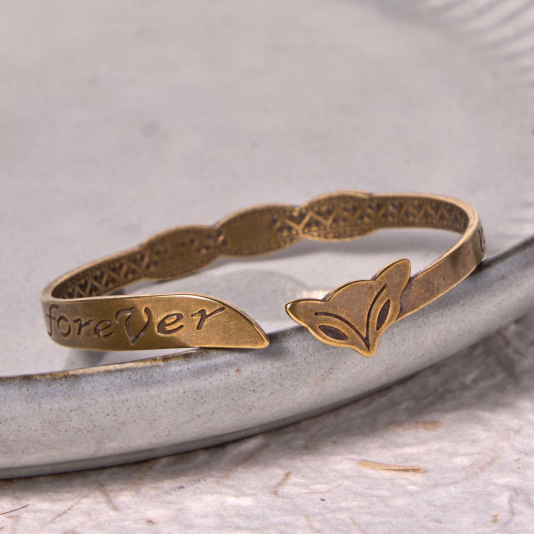 Buddha Stones Fox Head Copper Brass 'Love You Forever' Luck Self Care Bracelet Bangle - image 2