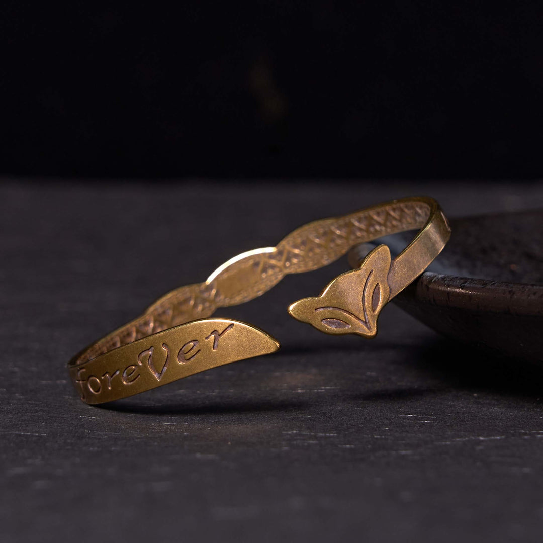 Buddha Stones Fox Head Copper Brass 'Love You Forever' Luck Self Care Bracelet Bangle - Fox Head(Wrist Circumference: 14-17cm) - image 0