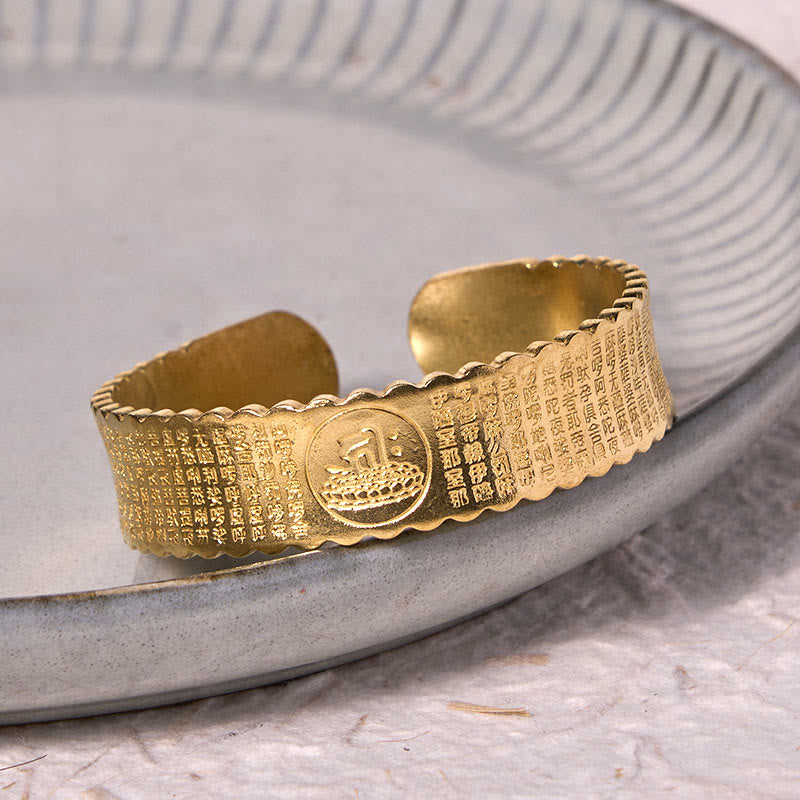 Buddha Stones Great Compassion Mantra Copper Brass Luck Self Care Bracelet Bangle - image 7